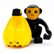LEGO DUPLO Affe mit Bananen schwarz gelb Tierfigur Lebensmittel Zoo Dschungel