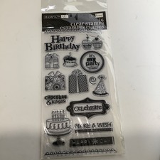 Hampton Art Clear Stamps HAPPY BIRTHDAY Stamp Set GIFTS / CAKE / BORDERS