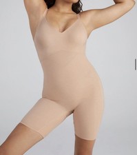 HONEYLOVE SuperPower Mid Thigh Bodysuit Sand Size Small