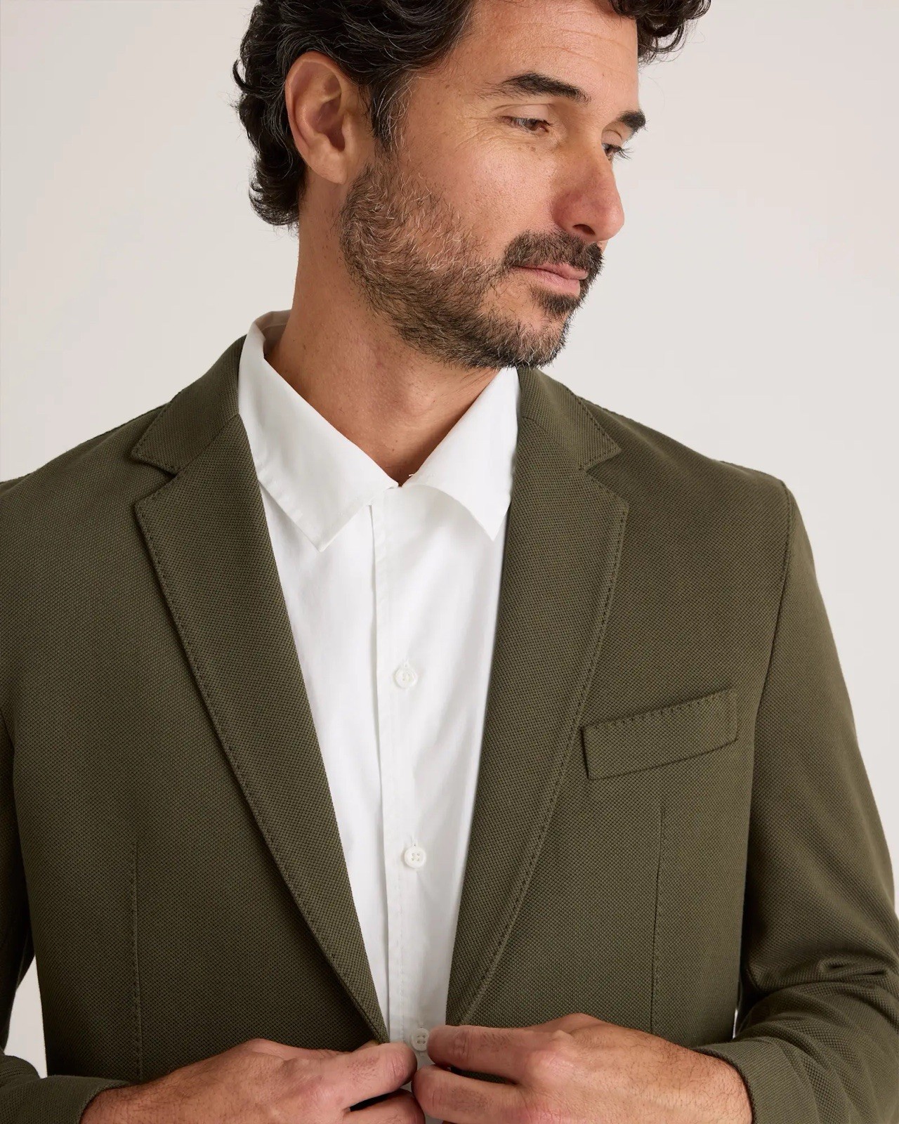 Quince Men Cotton Pique Knit Blazer Outerwear Sz Small New Olive Green