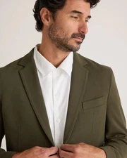 Quince Men Cotton Pique Knit Blazer Outerwear Sz Small New Olive Green