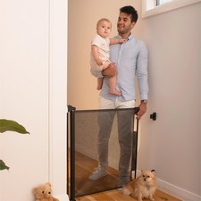 Retractable Baby Gate 33" Tall x 55 Wide, Mesh, for Stairs, Doorways, Dogs, ...