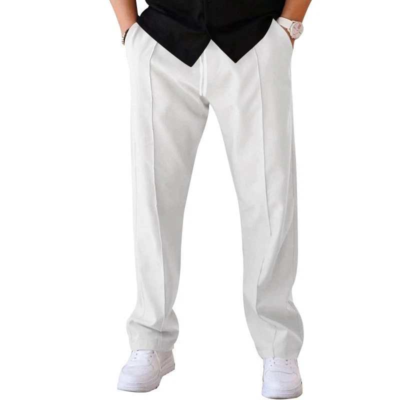 Mens Elasticated Jogging Joggers Bottom Loose Fit Fleece Open Hem Fleece Trouser - Image 4 of 4