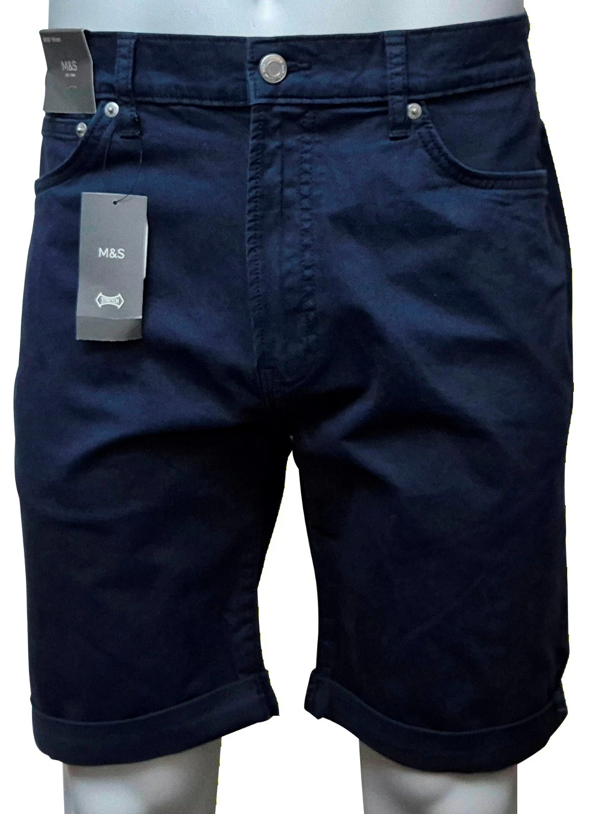 MARKS & SPENCER Mens Tailored Fly Front Navy Blue Holiday Beach Shorts