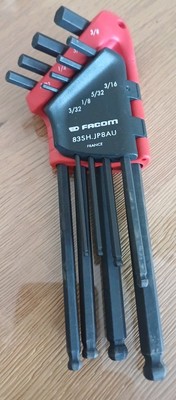 Facom 83SH.JP8AU Imperial AF langer Sechskantschlüssel mit Kugelkopf 8-teiliges Set