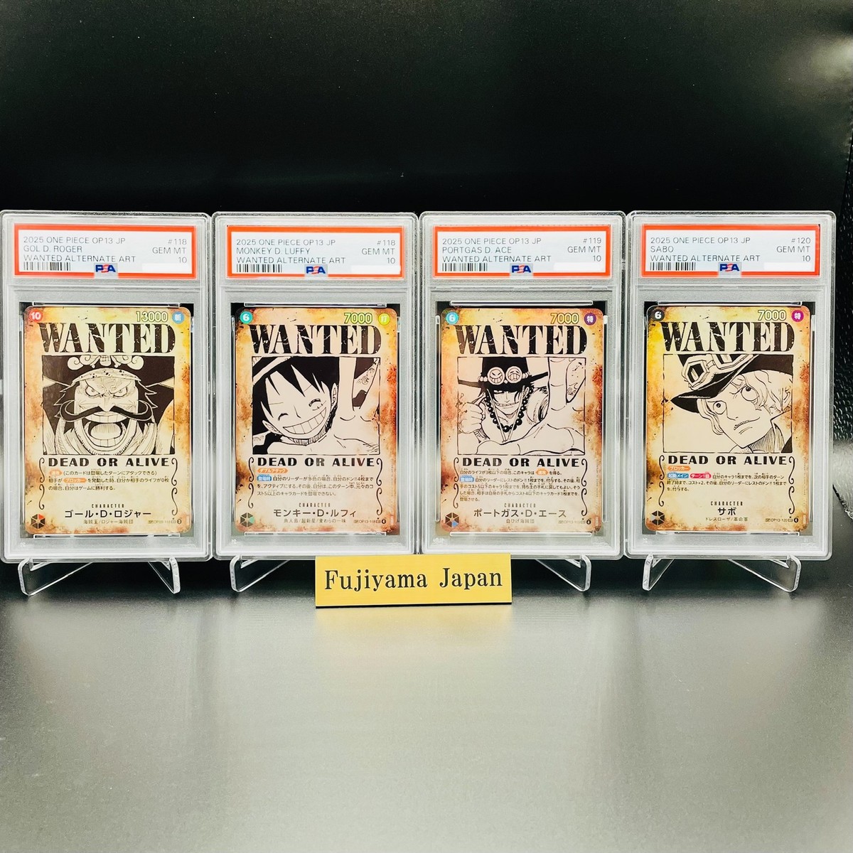 PSA 10 Luffy Ace Sabo Roger OP13 SEC SP Wanted 4 Set One Piece