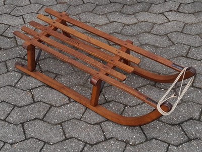 Alter Rodelschlitten Holzschlitten Schnee Rodel Schlitten 90 cm Davos