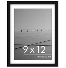 9X12 Picture Frame Black Display Photos 9X12 Wood Picture Frame 6X8 with Mat