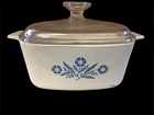 VTG CorningWare Blue Cornflower 1.5 Qt Casserole Dish P-1 1/2-B w Pyrex Lid B12