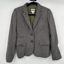 J.Crew Schoolboy Blazer Womens 4 Brown Houndstooth Wool Blend Jacket 98732
