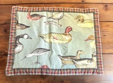 Vintage Water Fowl Standard Pillow Sham Plaid Border Ducks Sandpiper Goose Birds