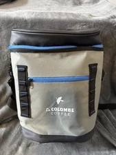 La Colombe Coffee Insulated Backpack Cooler Gray Blue Leeds Padded Straps Logo