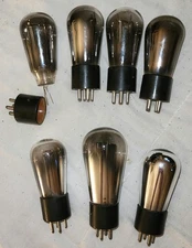 Lot of 7 Vacuum Tubes from an Untested Atwater Kent Model 40 Radio