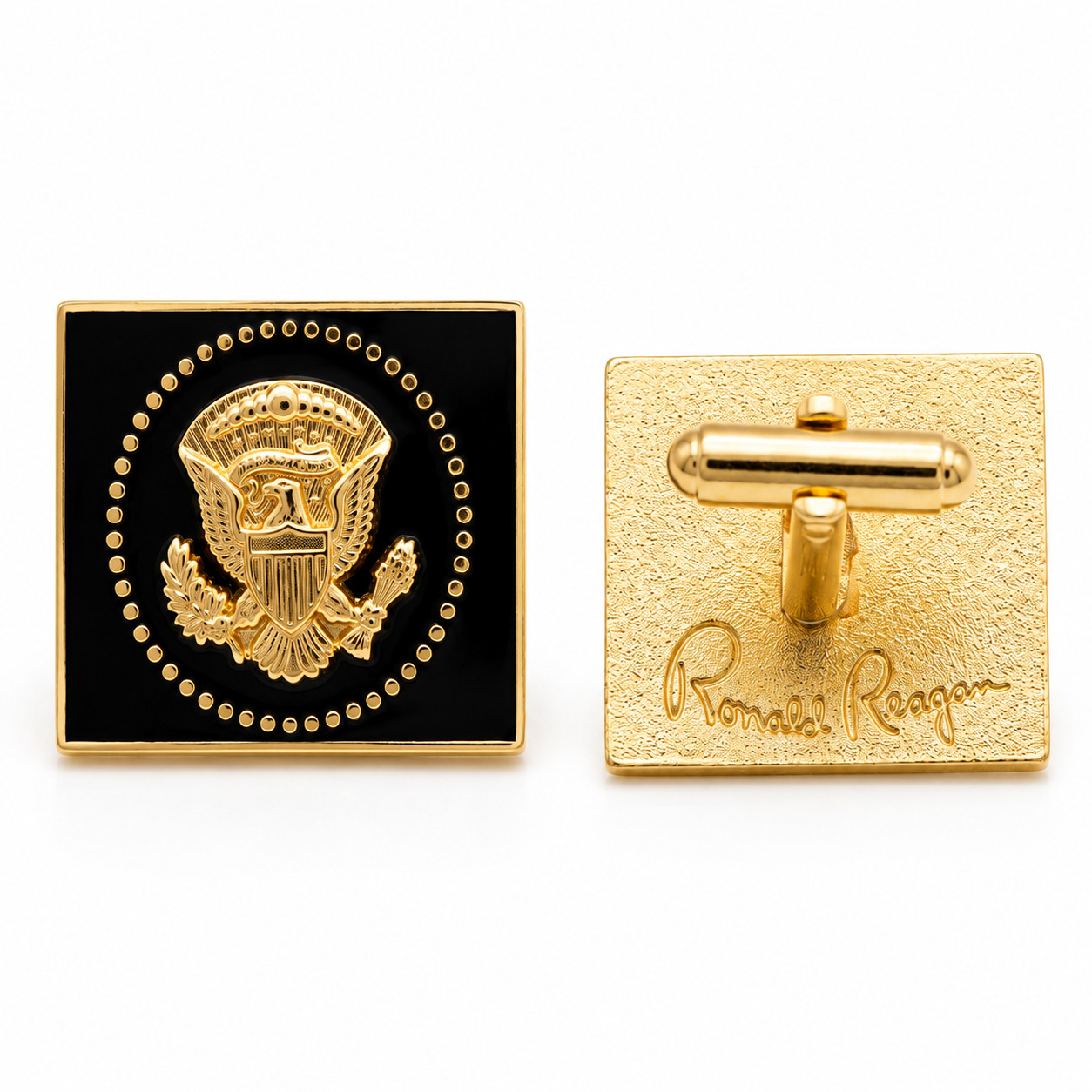 Ronald Reagan Gold Cufflinks Presidential Eagle Political Memorabilia Men Gift