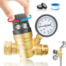 RV Water Pressure Regulator with Adjustable Handle,Brass Water Pressure Regul...