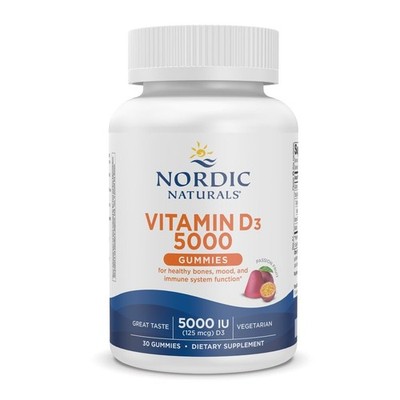 Nordic Naturals Vitamin D3 5000 Gummies, Passion Fruit - 30 Count (Pack of 1)