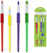 Toddler Paint Brushes - Ergonomic Paintbrush Set of 4 Watercolor Brushes for Kid