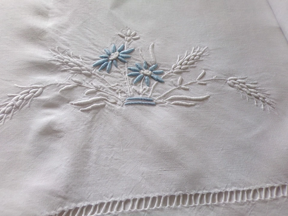 Drap Ancien en Lin Broderie Floral 230 cm x 308 cm - Photo 3/4