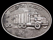 KF21147 VERY COOL VINTAGE 1970s  KEEP ON TRUCKIN'  PEWTER BELT BUCKLE