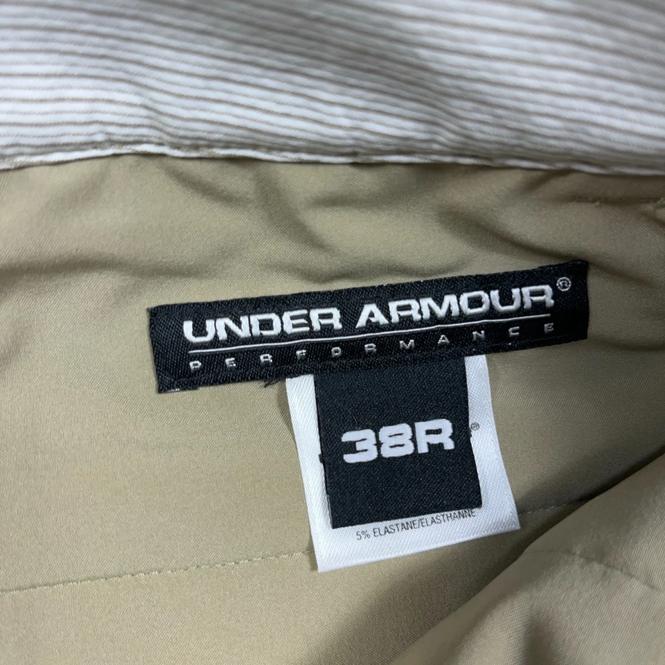 Under Armour Golf Shorts Men 38 Tan Brown Plaid Chino Performance Wicking Adult - Image 3 of 4