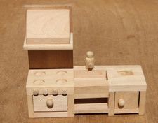 Dolls House - Sink, Cooker & Cupboards - Wooden - VGC