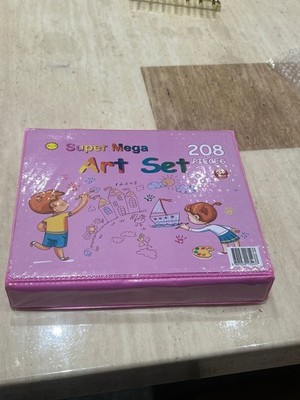 208pc Super Mega Art Set Kids Drawing Kit + FREE A5 Sketchbook & Stencil Set 