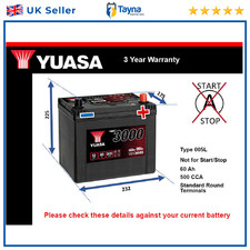 Battery fits INFINITI Q30 Q70 M Q50 FX37 QX70 Q60 G G Coupe 1990 on Yuasa 005L