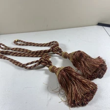 Tassel Tie Backs Decorative Rope Holdbacks Drapery Large Pair Maroon/Camel