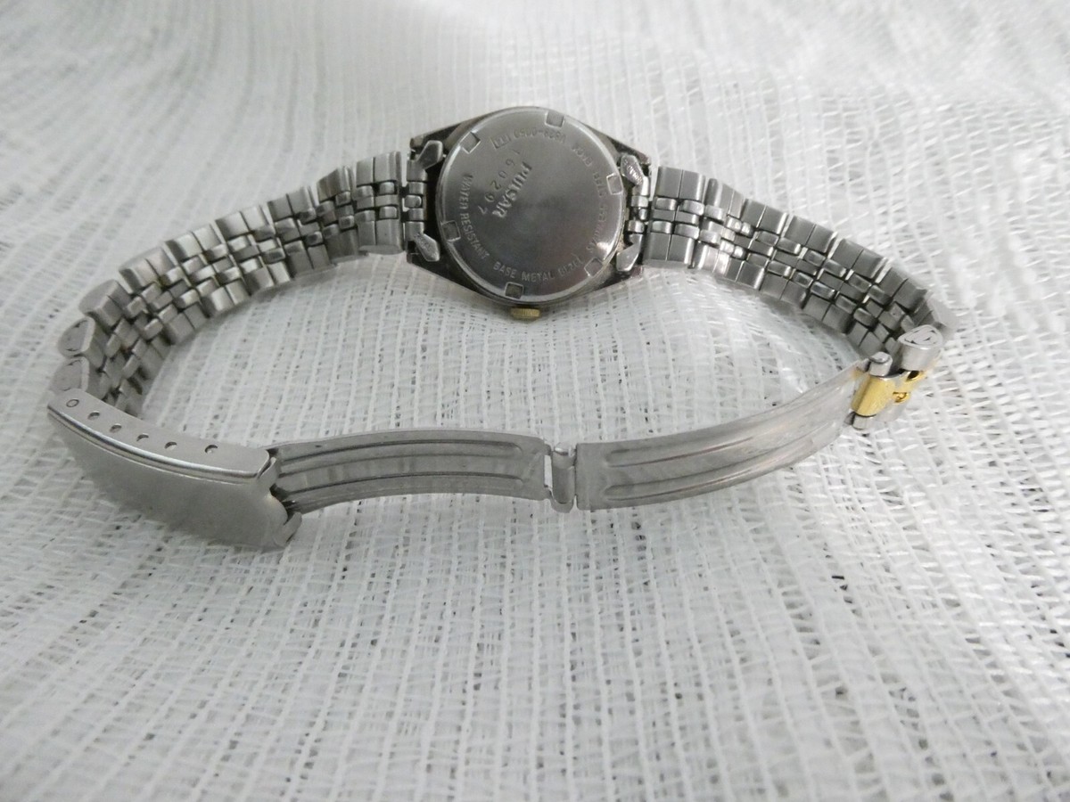 Vintage Pulsar Ladies Watch Silver and Gold Tone Band Fold 