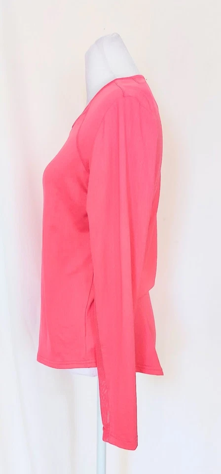 Camisa de sol SanSoleil SolTek para mujer pequeña manga larga sólida activa cuello diamante rosa Foto 4 de 4