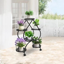 Rolling Plant Stand Multi-Layer Flower Pot Holder Display Shelf Home Garden