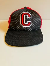Chicago Big C Logo Black Red Vented Trucker Cap Hat Velco Back