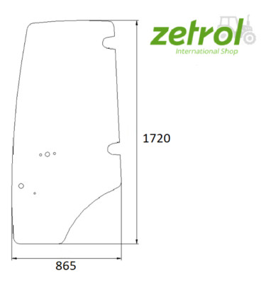 Glas für linke Tür mit Aufdruck für Komatsu  WB91R-5  WB93R-5  WB97R-5  WB97S-5