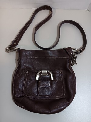 B MAKOWSKY Brown Pebbled Leather Cross Body Purse Shoulder Bag