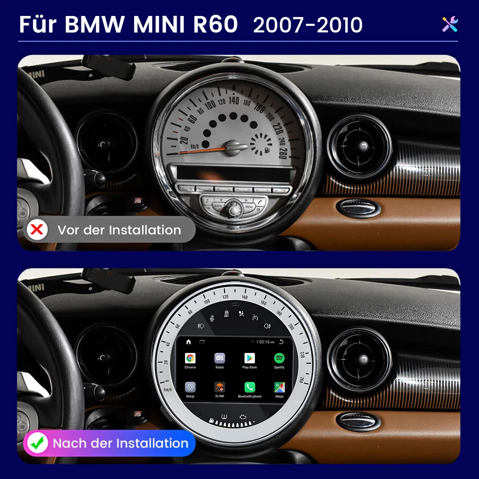 CarPlay Android 13 Autoradio GPS Navi für BMW Mini Cooper DAB+ WiFi 8-Kern 32GB - Bild 2 von 4