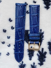 16mm Pastel Blue Genuine Leather alligator Interchangeable Watch Gold buckle