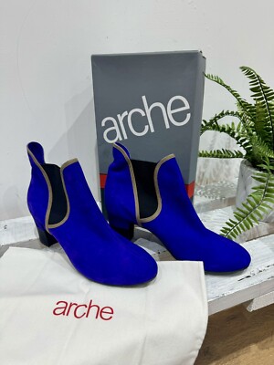 Neu im Karton Arche Perek lila blau Stiefel Wildleder Nubuk Leder Stiefeletten UK 7,5 EU 41