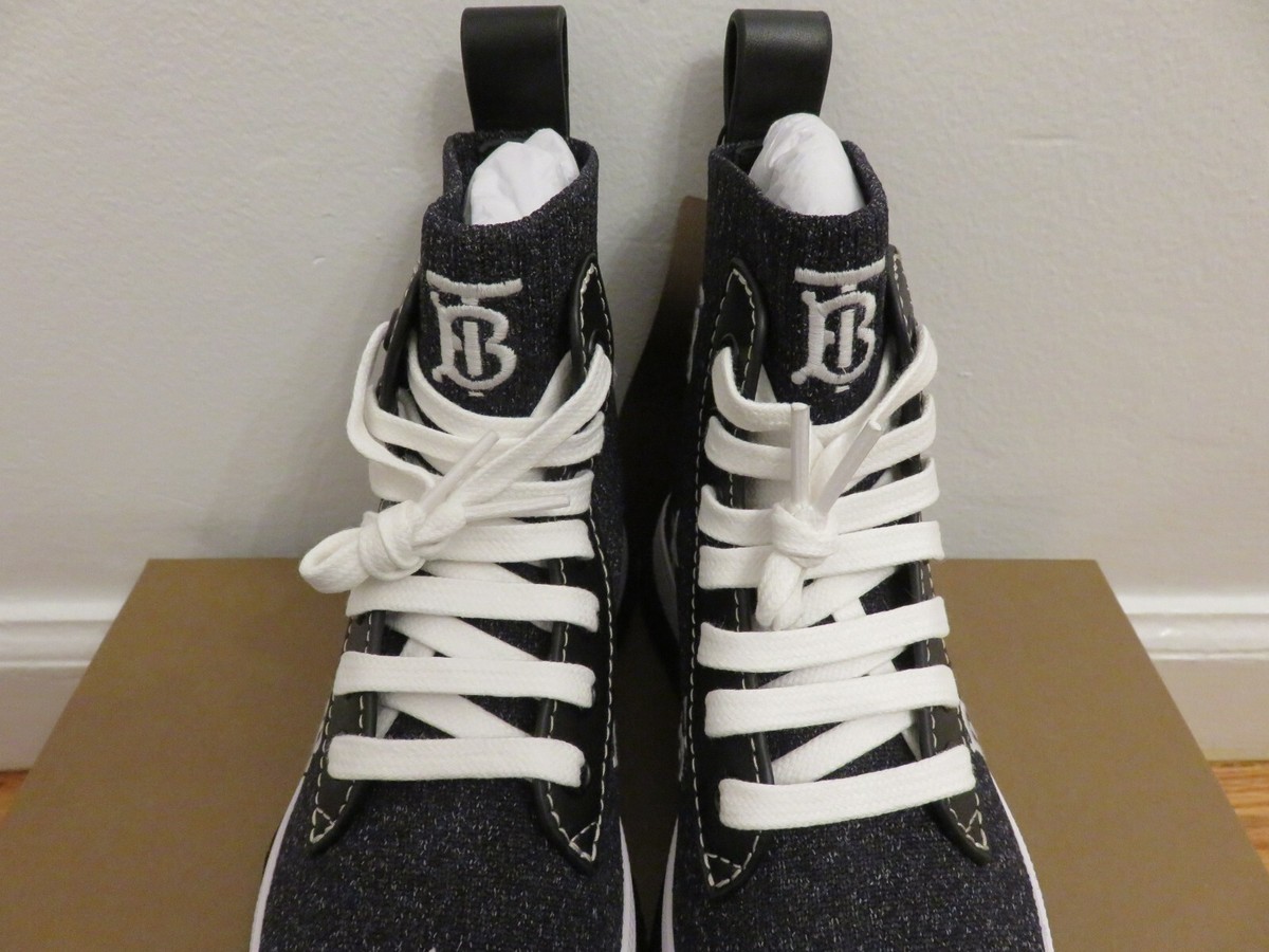 BURBERRY Kids shoes Blue Monogram Star Print Denim lace-up