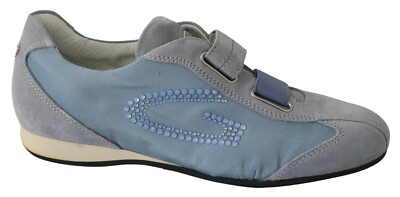ALBERTO GUARDIANI Shoes Blue Gray Studded Logo Sneakers Strap s. EU37 / US6.5