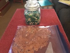 Decorative Blue, Clear, and Frosted pink glass balls