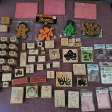 Huge Lot Wood Rubber Stamps Crafts DIY Handmade Gifts Holiday Gifts Kids Crafts