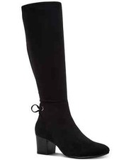 black microfiber stretch boots