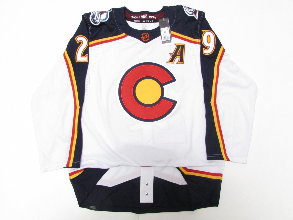MacKINNON COLORADO AVALANCHE AUTHENTIC ADIDAS REVERSE RETRO JERSEY SIZE  54
