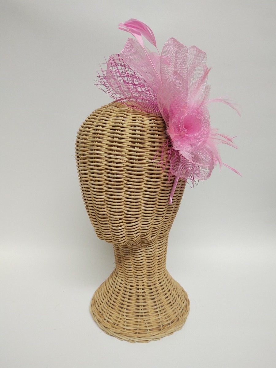 NATASHA Pink Net Feathers Fancy Headband Derby Headpiece  display picture 1