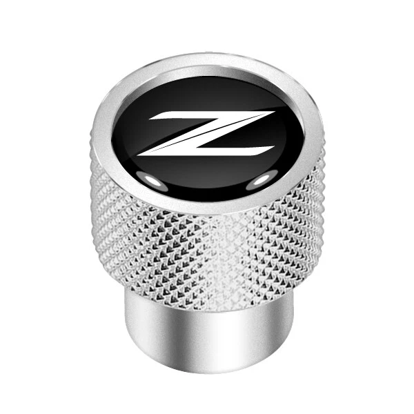 for Nissan 370Z Z logo in Black on Shining Silver Aluminum Tire Valve Stem Caps - Imagem 2 de 4
