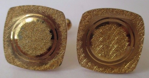 Boutons De Manchette Vintage Tibi – Guillochés, Rhodié Or, Occasion Très Bon état