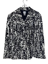 Chico's Women Jacket Zip Front Blazer Moto Giraffe Abstract Long Sleeve Size 1