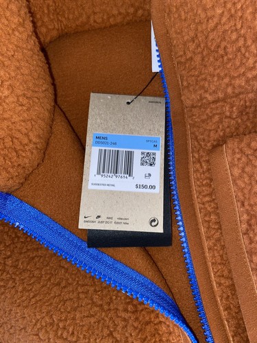 Nike Sherpa Fleece Size Medium Loose Fit Dark Orange $150 - Picture 6 of 6
