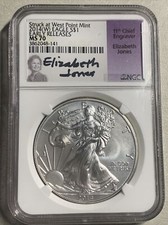 2014W- American Silver Eagle- NGC- MS70- ER- Elizabeth Jones