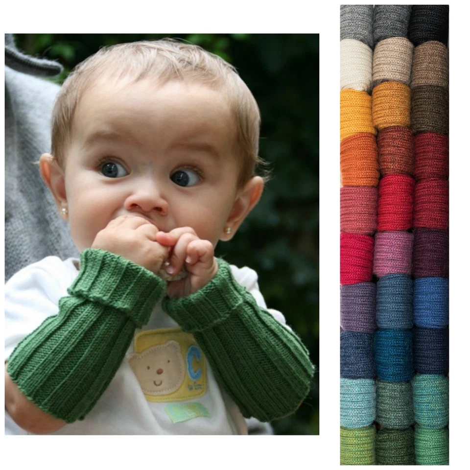 Kinder Pulswärmer aus reiner Baby Alpaka öko Wolle Armstulpen Alpaca de Colores